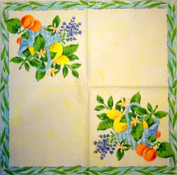 070 Lemons,  Oranges - 3 ply - (blue) - Fasana